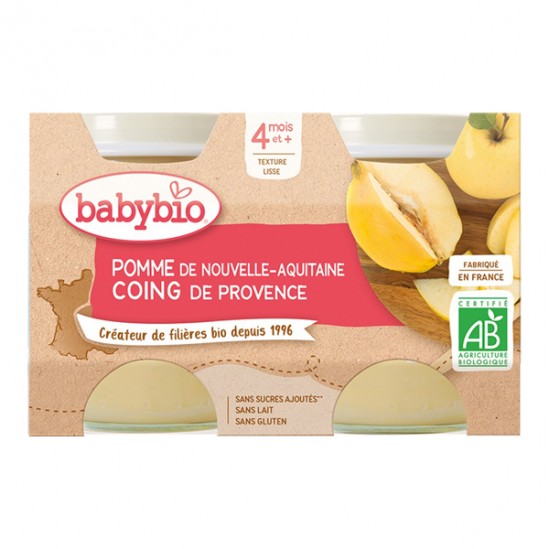 Babybio pomme & coing 4 mois et+ lot de 2x130g Babybio pomme & coing 4 mois et+ lot de 2x130g
