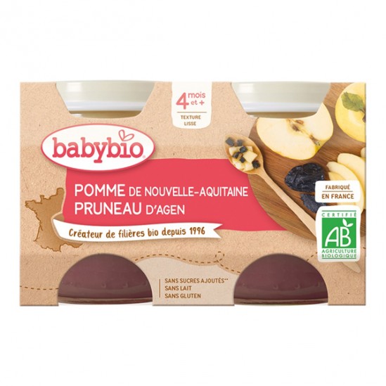 Babybio pomme & pruneau 4 mois et+ lot de 2x130g Babybio pomme & pruneau 4 mois et+ lot de 2x130g