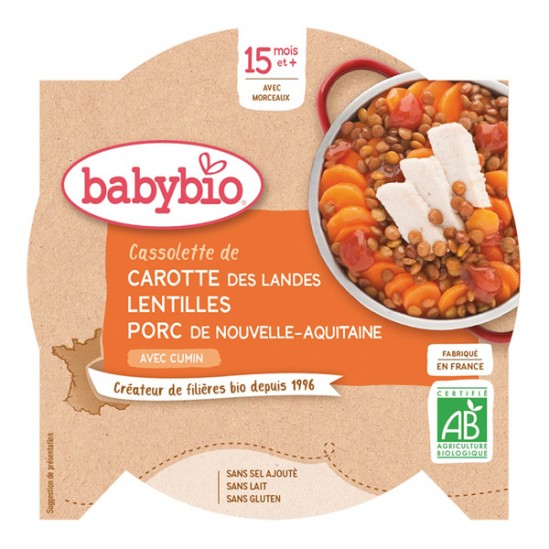 Babybio cassolette de carotte lentilles porc au cumin 260g Babybio cassolette de carotte lentilles porc au cumin 260g