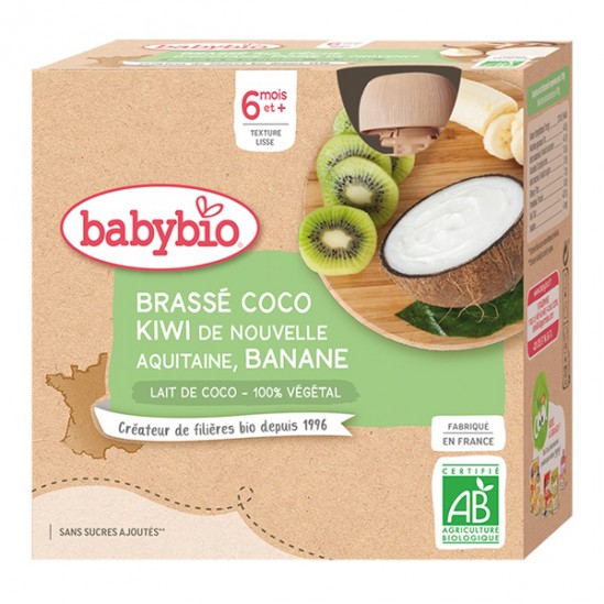 Babybio gourde brassé coco kiwi banane 4 gourdes de 85g
