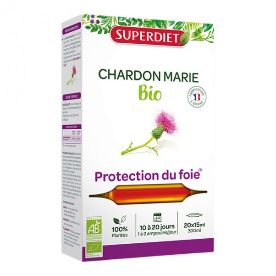 Superdiet chardon marie bio 20 ampoules de 15ml