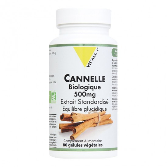 Vitall+ Cannelle Bio 500mg 80 gélules