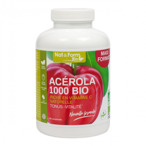 Nat&form acérola 1000 bio vitamine C naturelle 100 comprimés