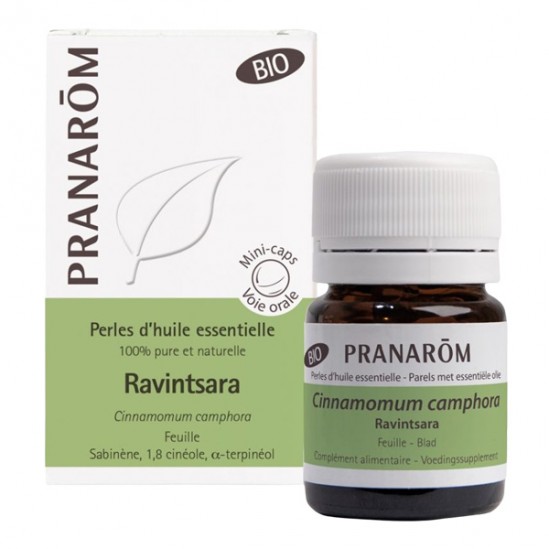 Pranarôm perles d'huile essentielle ravintsara bio 60 perles
