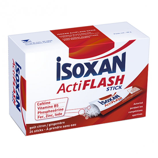 Isoxan actiflash stick goût citron gingembre 24 sticks