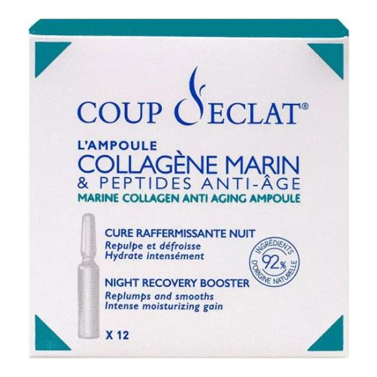 Coup d'Éclat collagène marin & peptides anti-âge boîte de 12 ampoules