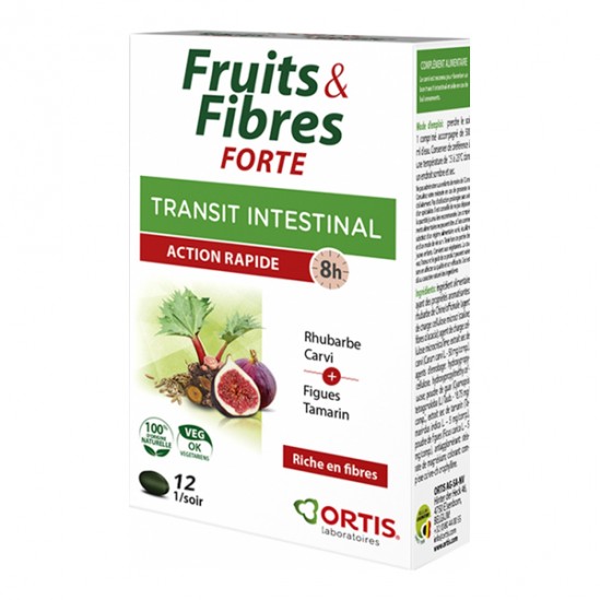 Ortis fruits & fibres forte transit intestinal 12 comprimés