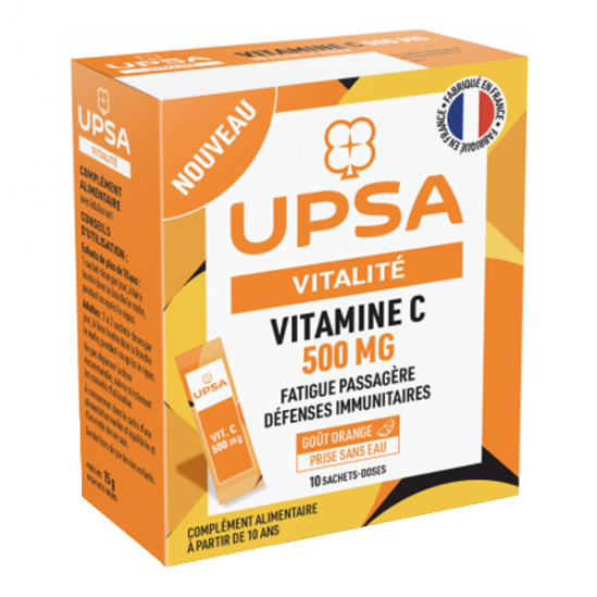 UPSA vitalité vitamine C 500mg orange 10 sachets-doses UPSA vitalité vitamine C 500mg orange 10 sachets-doses