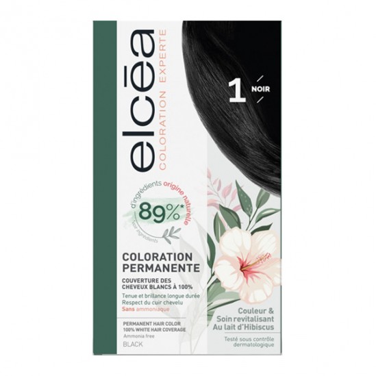 Elcéa coloration experte permanente kit noir bleuté 1.10