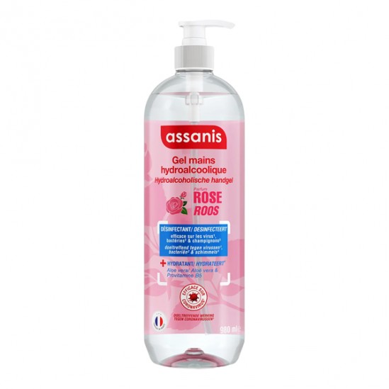 Assanis Gel mains hydroalcoolique rose 980ml
