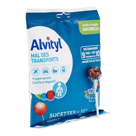 Alvityl Mal des Transports 10 sucettes cola & fraise