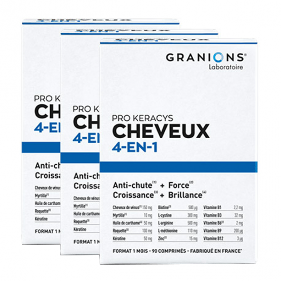 Granions Pro Keracys cheveux 4-en-1 lot de 3 x 90 comprimés Granions Pro Keracys cheveux 4-en-1 lot de 3 x 90 comprimés