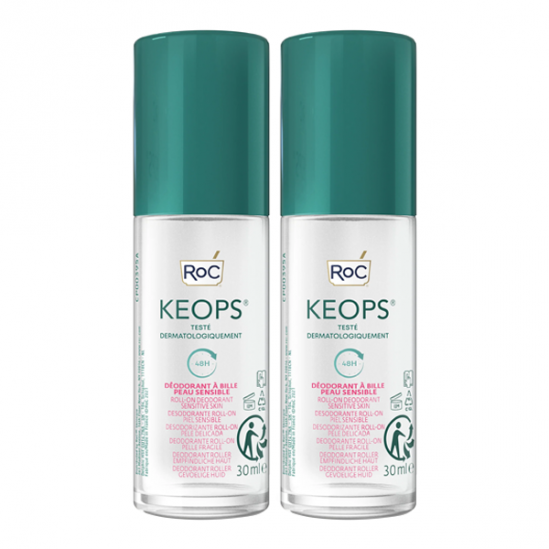 Roc Keops déodorant sensitive roll-on lot de 2x30ml