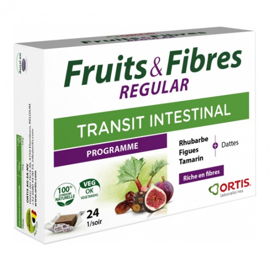 Ortis Fruits & Fibres Regular transit intestinal 24 cubes à mâcher
