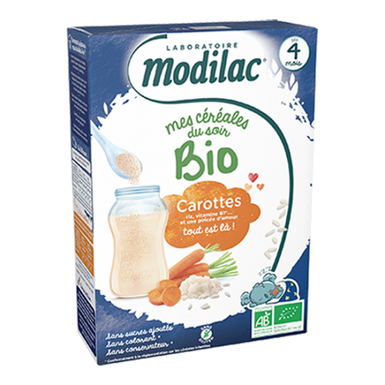 Modilac Mes Céréales du Soir carottes bio dès 4 mois 250gr