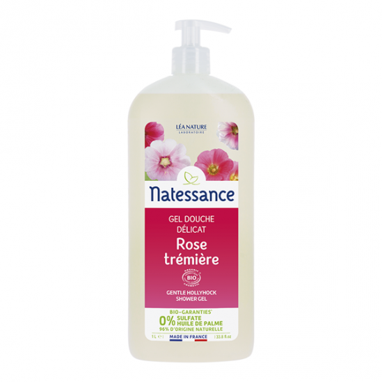 Natessance gel douche douceur rose trémière 1L