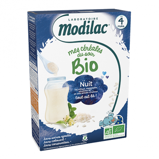 Modilac Céréales bio nuit dès 4 mois 250gr