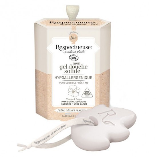 Respectueuse gel douche solide hypoallergenique bio 75gr