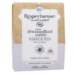 Respectueuse Mon huile démaquillante solide visage et yeux bio 25gr