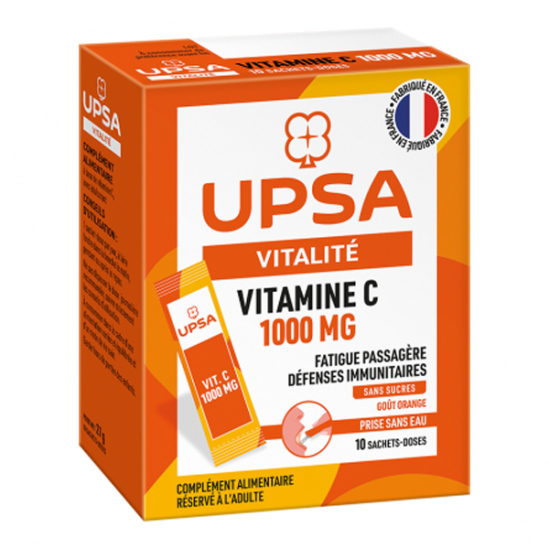 UPSA vitalité vitamine C 1000mg orange 10 sachets-doses UPSA vitalité vitamine C 1000mg orange 10 sachets-doses