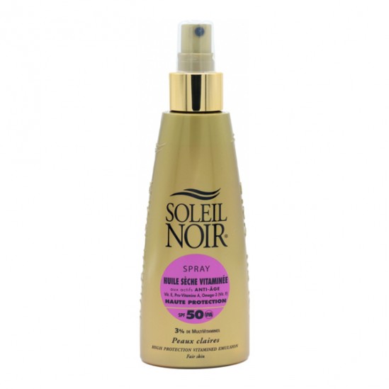 Soleil Noir Spray huile sèche vitaminée Spf50 peaux claires 150ml