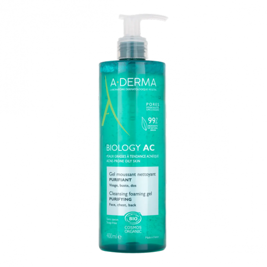 A-derma Biology AC gel moussant nettoyant purifiant bio 400ml