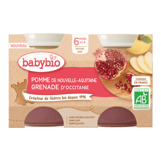 Babybio pomme grenade 2 pots de 130gr Babybio pomme grenade 2 pots de 130gr