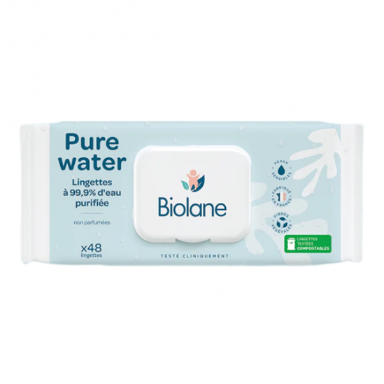 Biolane Expert lingettes pure water lot de 3 x 60 lingettes