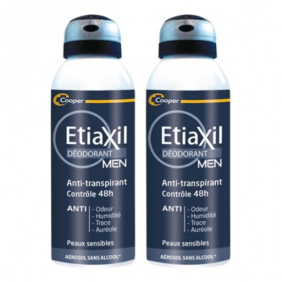 Etiaxil anti-transpirant contrôle 48h aérosol men 2x150ml Etiaxil anti-transpirant contrôle 48h aérosol men 2x150ml