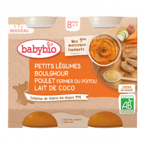 Babybio petits légumes boulghour poulet lait de coco 2 x 200gr