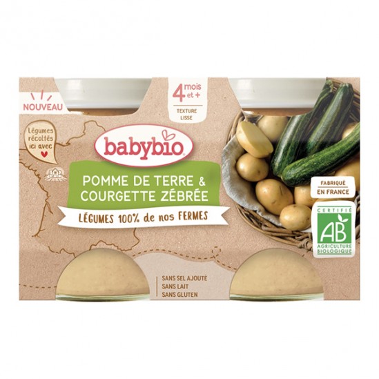 Babybio pomme de terre & courgette zébrée dès 4 mois 2x130gr