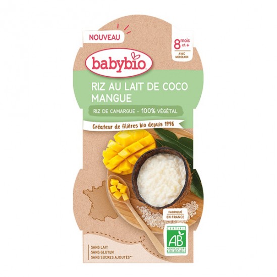 Babybio riz au lait de coco mangue dès 8 mois 2x100gr
