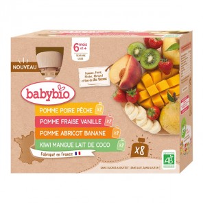 Babybio multi-parfums gourdes fruits dès 6 mois 8x90gr