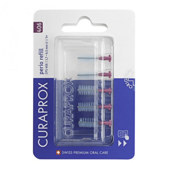 Curaprox CPS 406 Perio recharge brossette fuschia 5 pièces