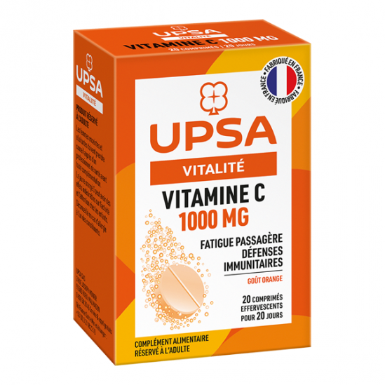 UPSA Vitalité vitamine C 1000mg 20 comprimés effervescents UPSA Vitalité vitamine C 1000mg 20 comprimés effervescents