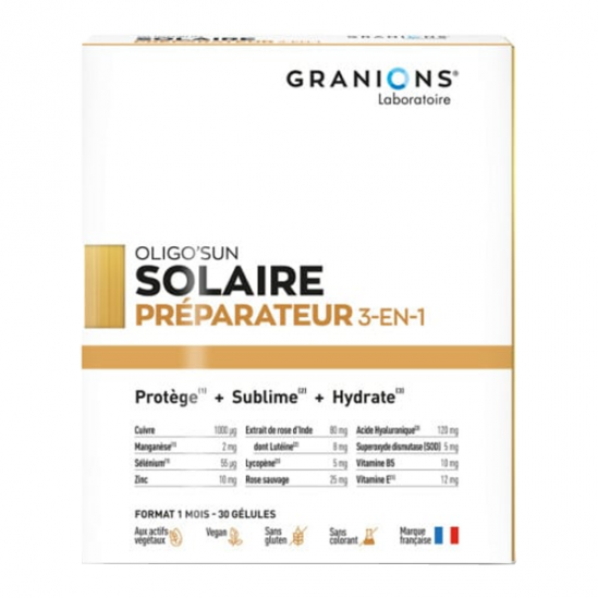 Granions Oligo'Sun préparateur solaire 3 en 1 - 30 gélules Granions Oligo'Sun préparateur solaire 3 en 1 - 30 gélules