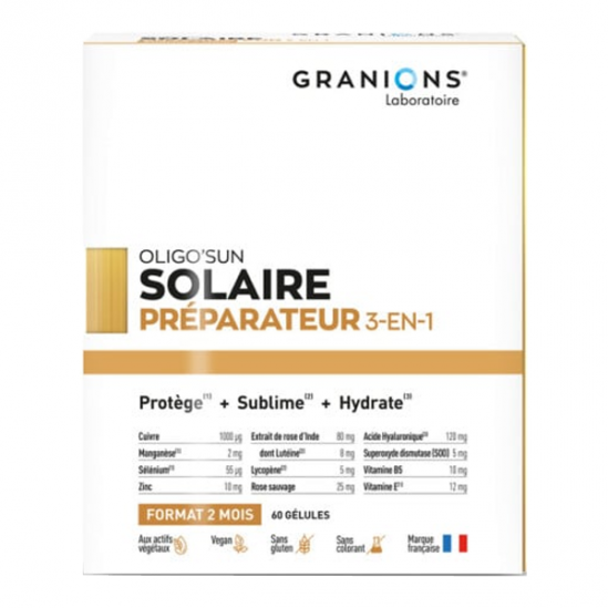 Granions Oligo'Sun préparateur solaire 3 en 1 - 2 mois 60 gélules