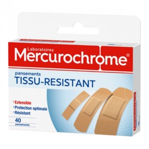Mercurochrome Tissu Résistant 40 pansements