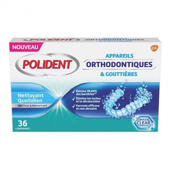 Polident nettoyant appareils orthodontiques & gouttières 36 comprimés