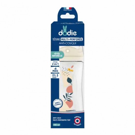 Dodie biberon tétine multi-perforée anti-colique 0 - 6 mois bleu 150ml