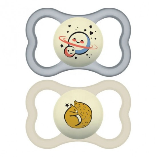 MAM Perfect Nuit 2 sucettes + 6 mois, mouton et girafe