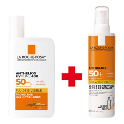 La Roche-Posay Anthelios spray et fluide solaire invisible SPF 50+ avec sac banane offerte