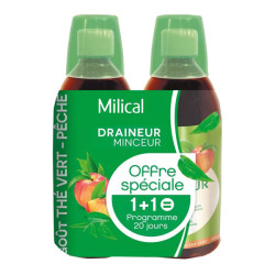 Milical Draineur Minceur Ultra sabor té verde melocotón lote de 2 x 500ml