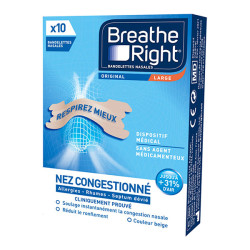 Tiras nasales Breathe Right Original, grandes, caja de 10
