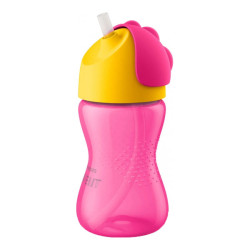 Vasos con pajita Avent rosa 12 meses y + 300ml