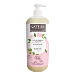 Cattier gel de ducha sin sulfatos con aloe vera fragancia orgánica de rosa peonía 1L