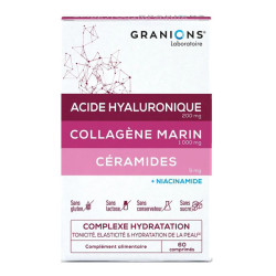 granions complexe hydratation acide hyaluronique collagène marin céramides niacinamides 60comprimés